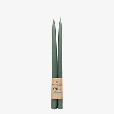 Set de 2 velas cancelabro verdes 30cm