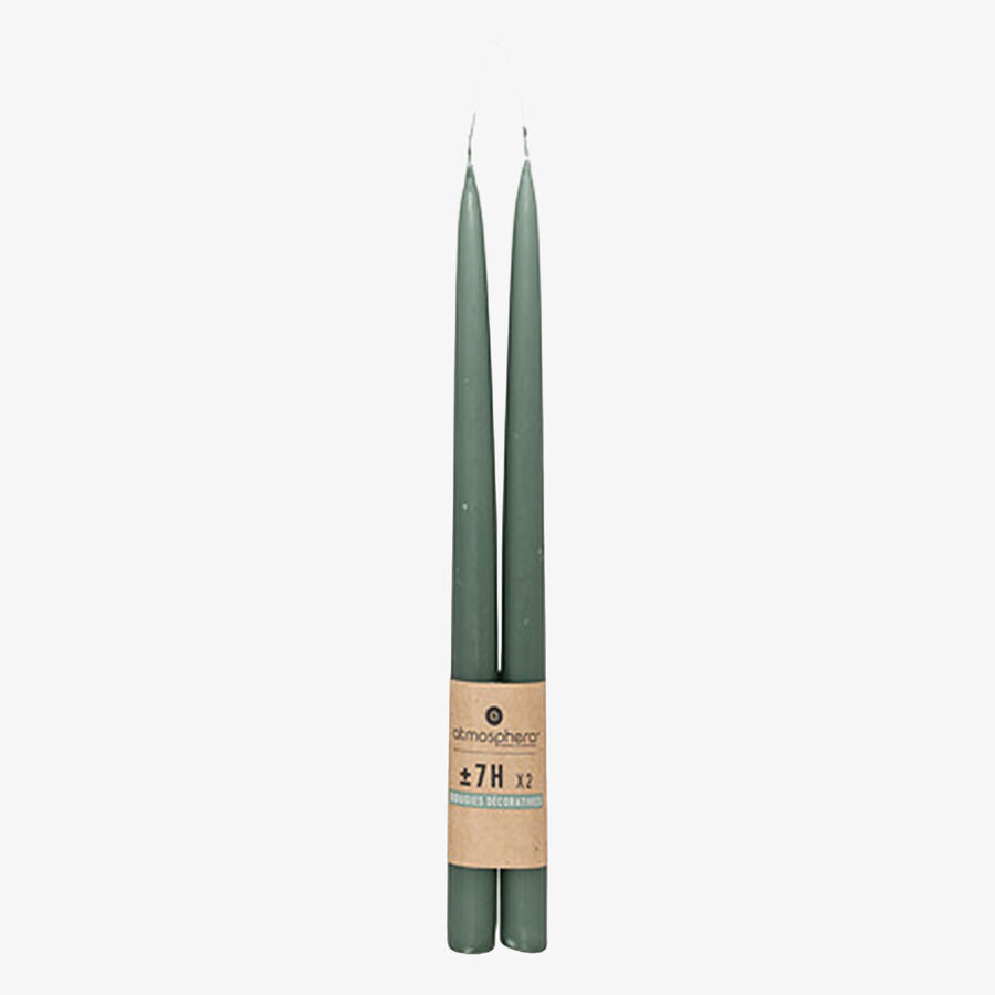 Set de 2 velas cancelabro verdes 30cm