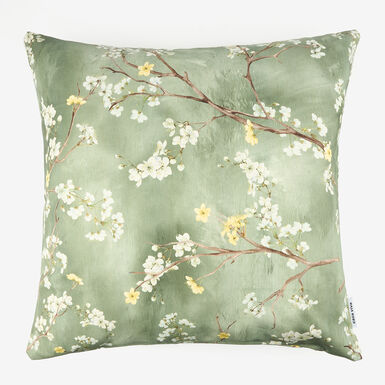 Funda de cojín de algodón verde Sakura 45x45cm