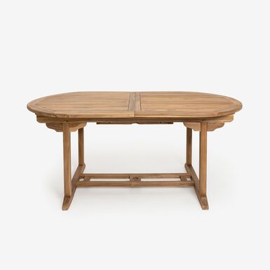 Mesa ovalada extensible de madera de teca 240/180x100x75cm