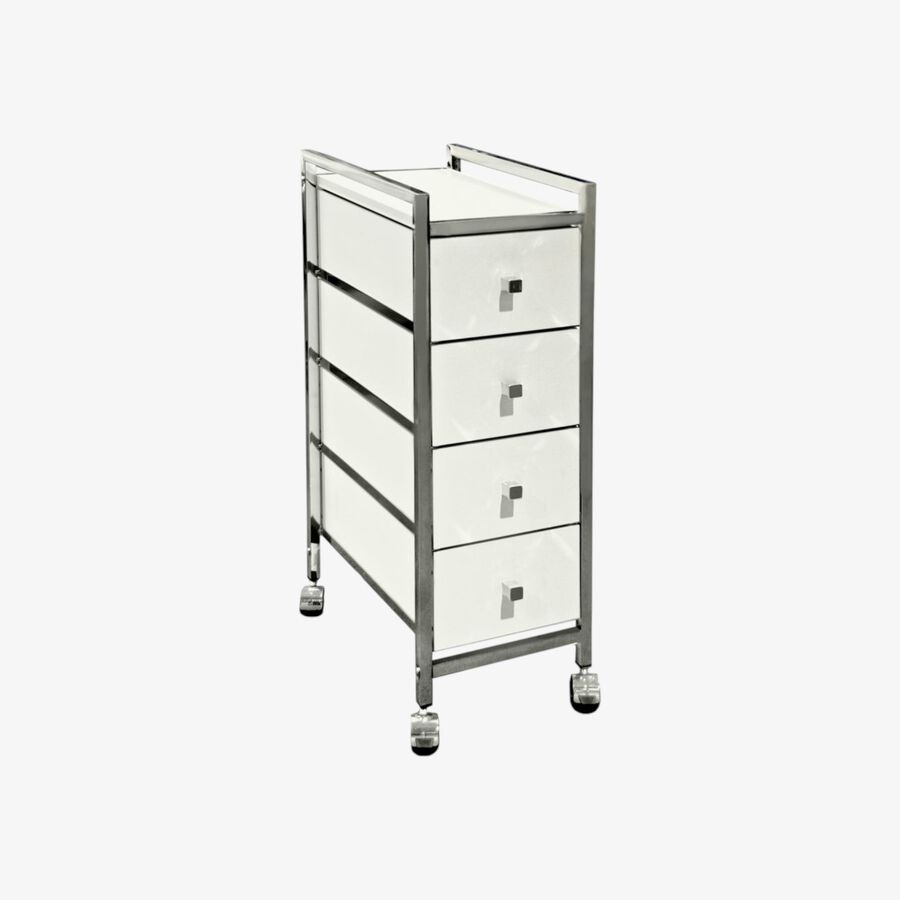 Carro de ba&ntilde;o blanco con 4 cajones de madera Antar 24x40x71cm