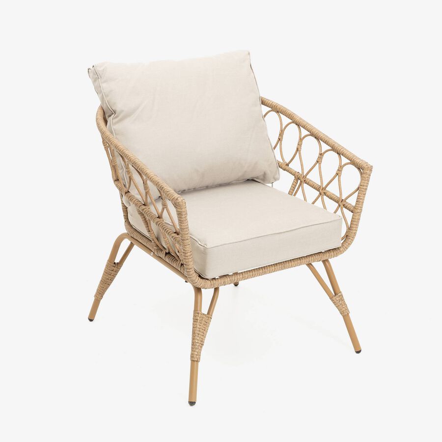 Set de jard&iacute;n 4 piezas rat&aacute;n sint&eacute;tico Creta