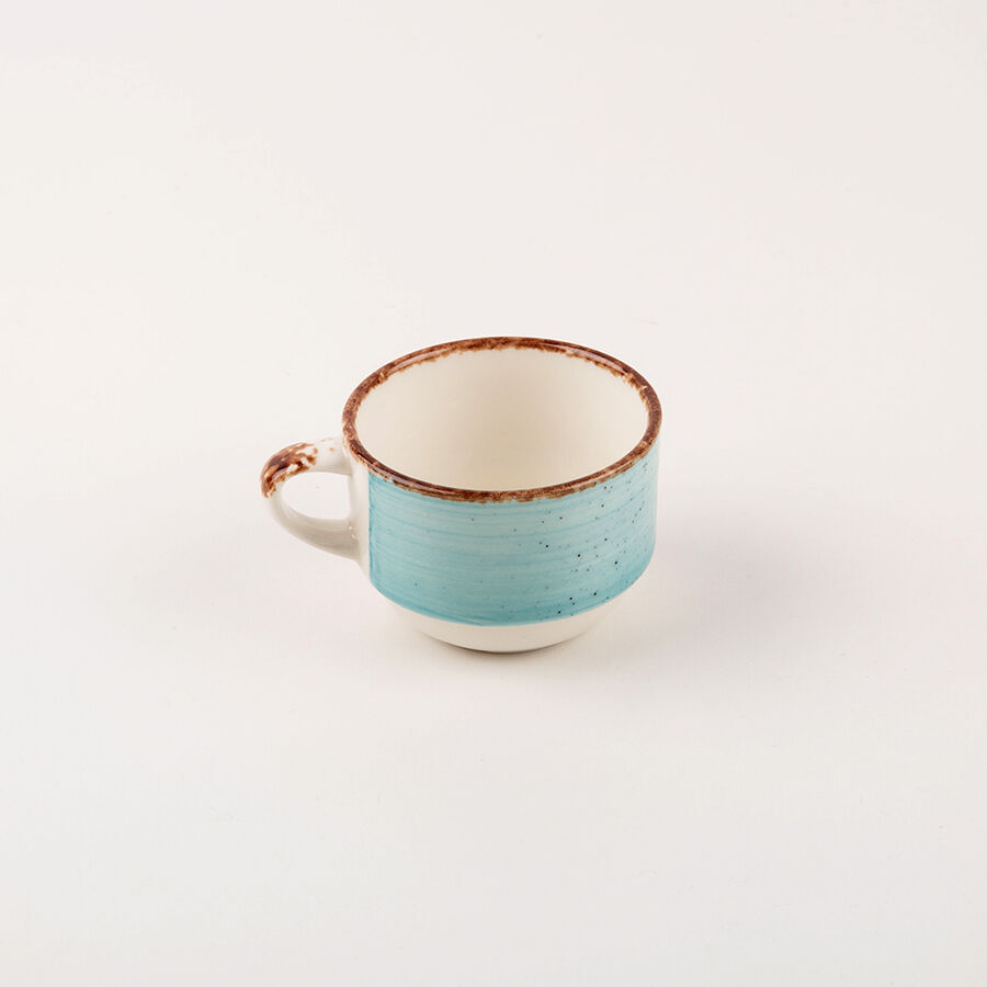 Taza de caf&eacute; azul con plato de porcelana 9cl