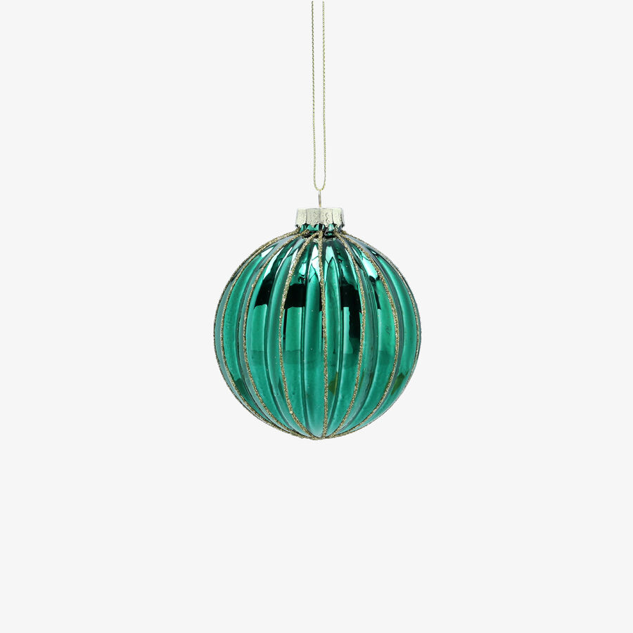 Bola de Navidad verde y dorada de cristal &Oslash;8cm