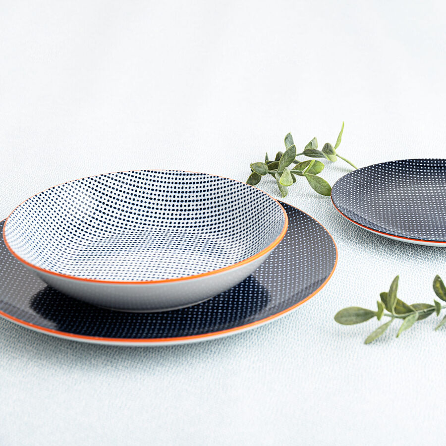 Vajilla 18 piezas porcelana azul Moon