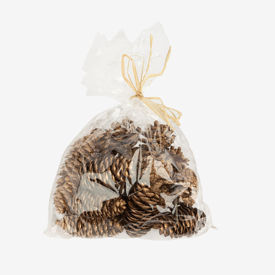 Bolsa de 18 piezas piñas doradas