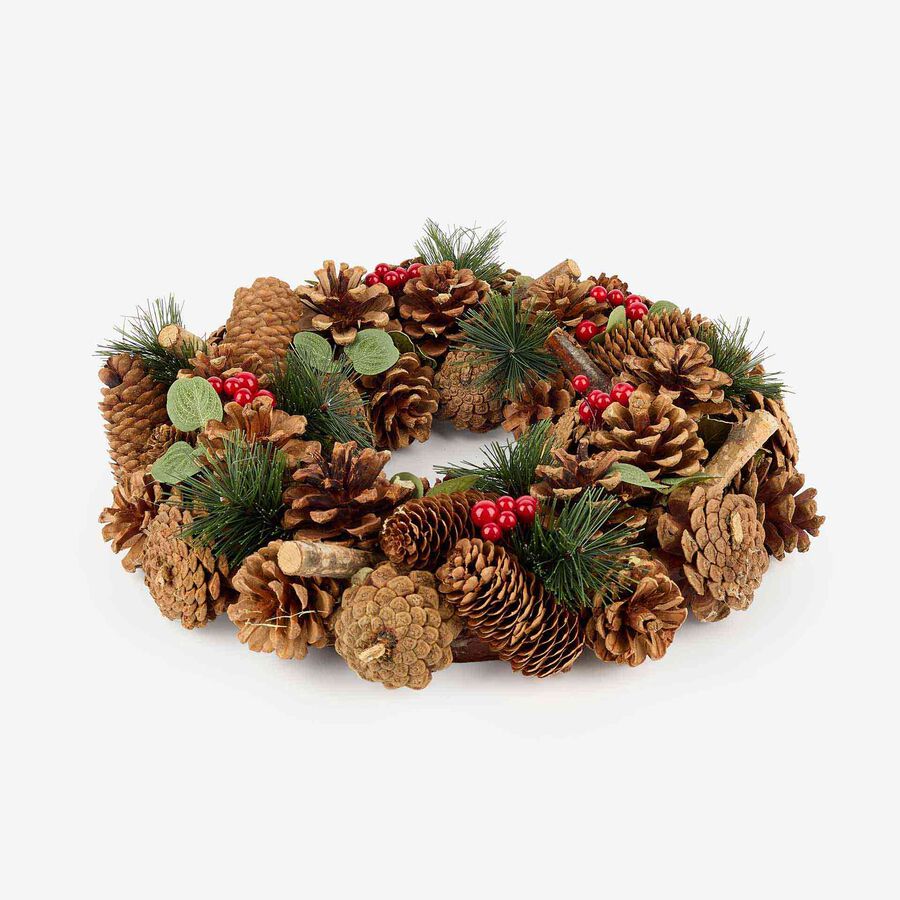 Corona decorativa de piñas Ø33x8cm