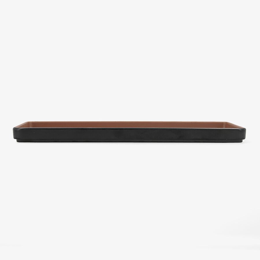 Bandeja rectangular de melamina marr&oacute;n y negro Gio 31,5cm