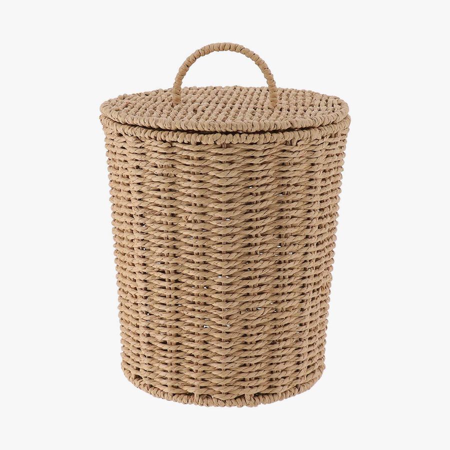 Cesta para ropa con tapa trenzado natural Arven 9,5L 23x23x26cm