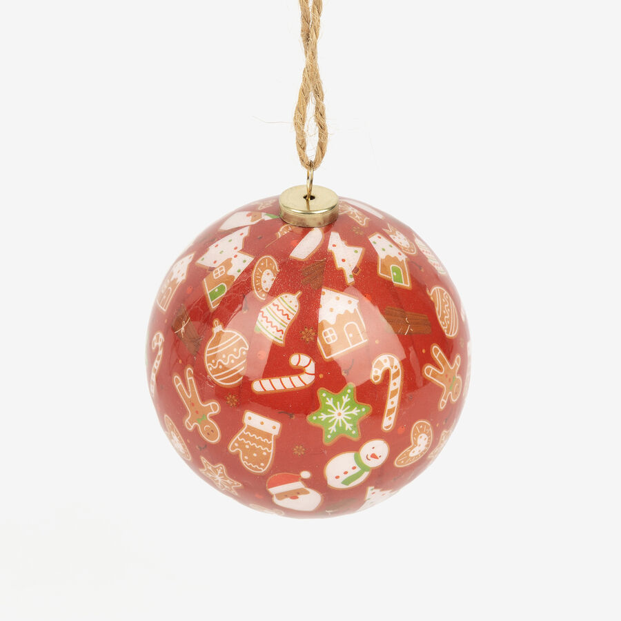 Set de 6 bolas decorativas blancas y rojas Ø7,5cm