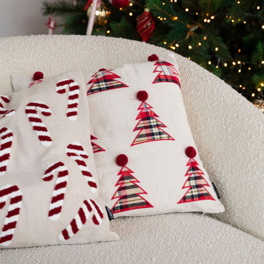 Funda de cojín tartán árboles 45x45cm