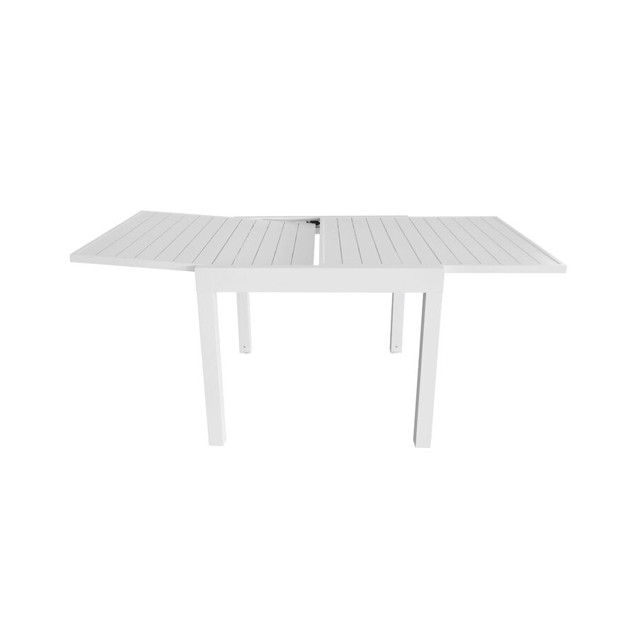 Mesa de jard&iacute;n extensible de aluminio blanca Nijar 90/180x90x76cm