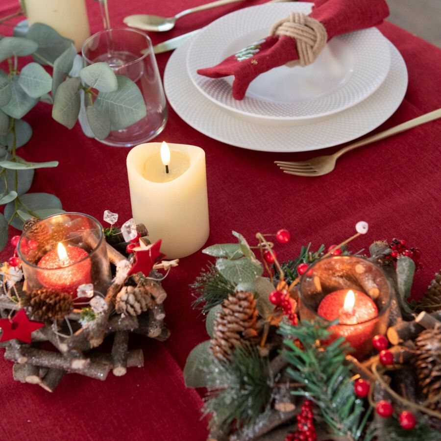 Vela decorativa LED beige Ø7x10cm