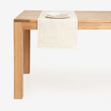 Camino de mesa de algod&oacute;n y lino beige Elin 38x140cm