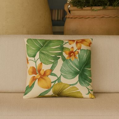 Cojín de exterior verde Hojas 43x43cm