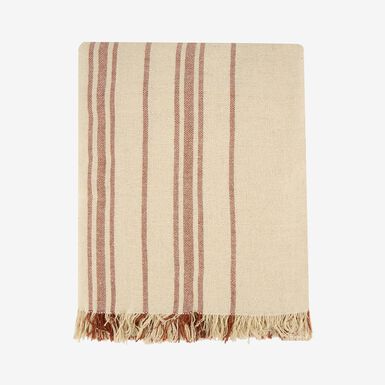 Plaid de rayas beige y teja Niza 125x150cm