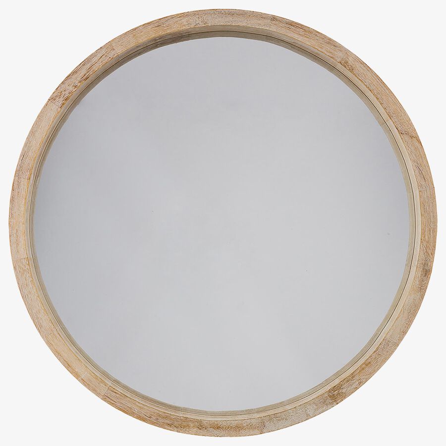 Espejo de pared redondo de madera natural Olav &Oslash;52cm