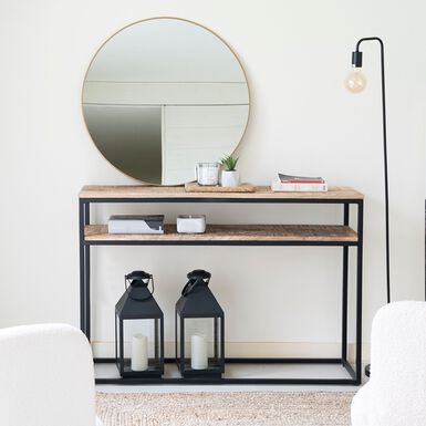 Espejo de pared redondo con marco dorado Flame &Oslash;60cm