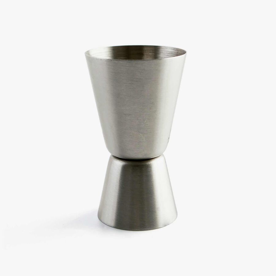 Set de 4 copas de vidrio, cuchara de cocktail y vaso medidor 