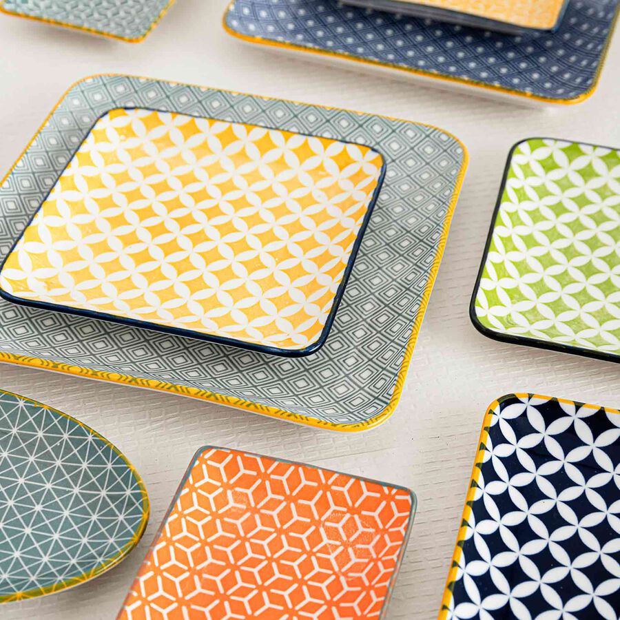 Set de 4 bandejas de porcelana Okinawa 21x21cm