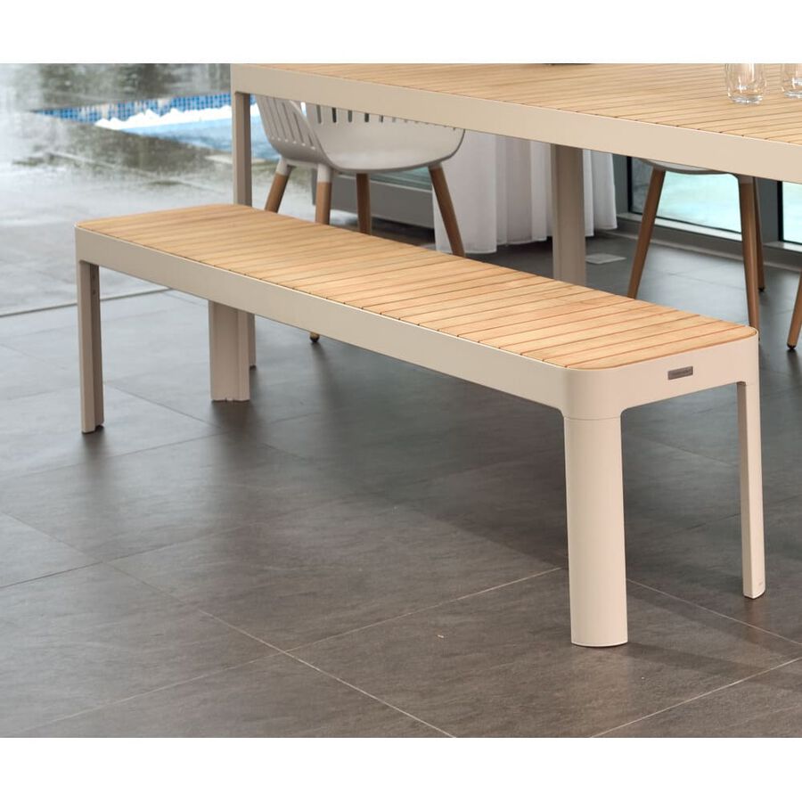 Banco de jard&iacute;n blanco de madera y aluminio 181x40x45cm