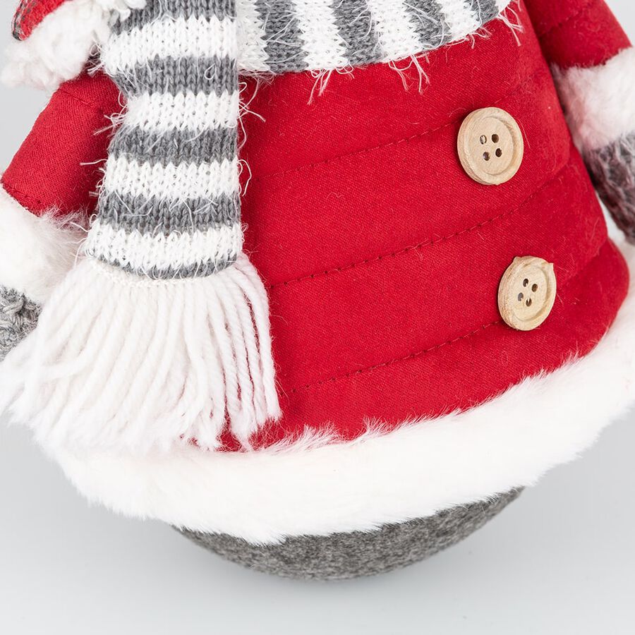 Figura decorativa Muñeco de nieve con abrigo rojo 42cm