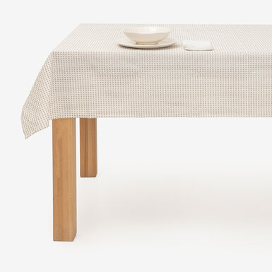 Mantel de algod&oacute;n reciclado beige Trivial 140x250cm
