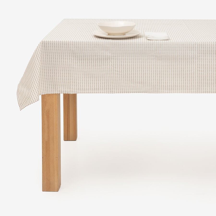 Mantel de algod&oacute;n reciclado beige Trivial 140x250cm