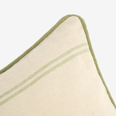 Funda de coj&iacute;n beige con rayas verdes Niza 45x45cm