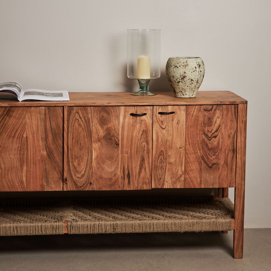 Aparador de madera de acacia con estante Bolt 180x45x80cm Clau&Chloe