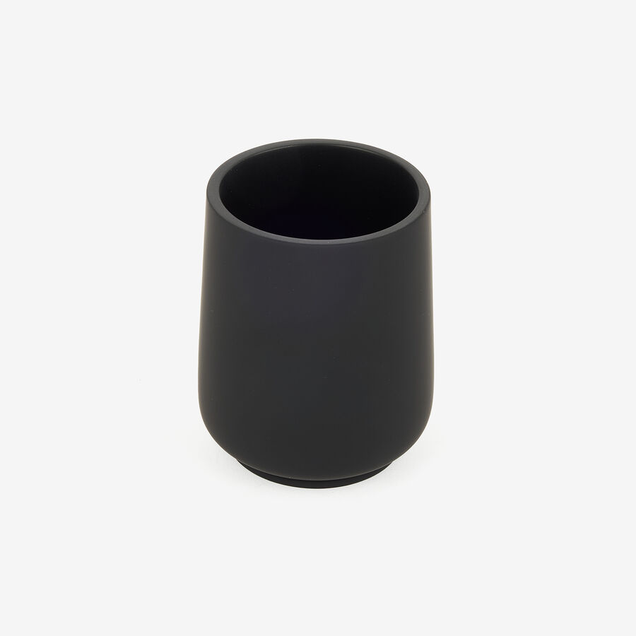 Vaso portacepillos de poliresina negro Carbon Ø8x10cm