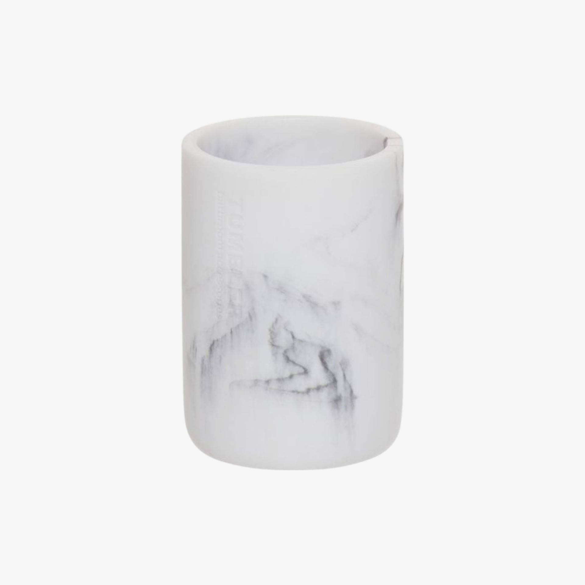 Vaso portacepillos efecto mármol blanco Varlo Ø8x11cm