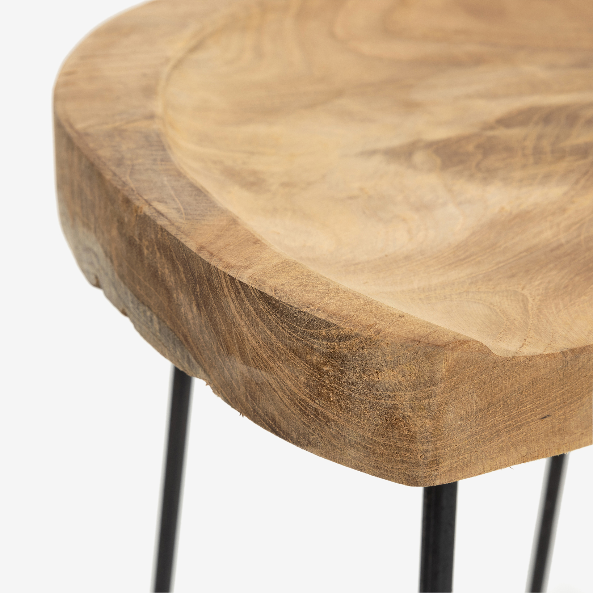 Taburete alto de madera y metal 40x32x81cm