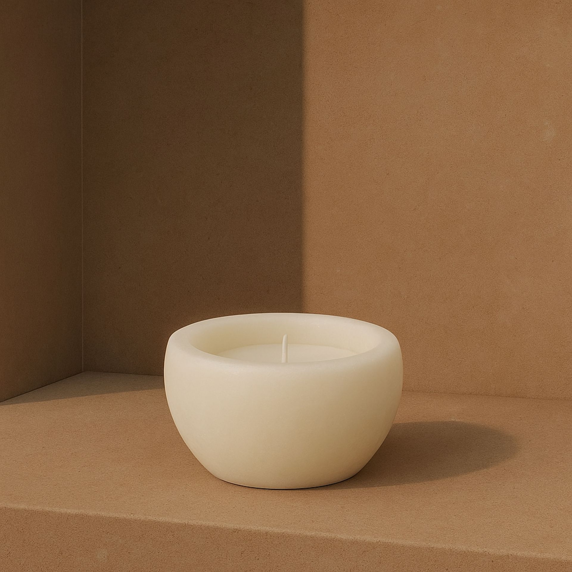 Vela decorativa en cuenco marfil &Oslash;14x8cm