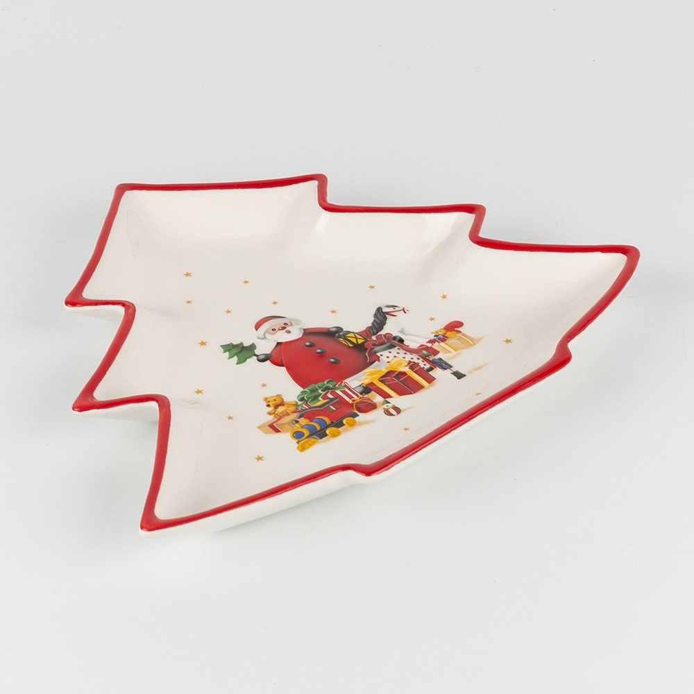 Plato de cerámica árbol Santa Claus 28x23cm