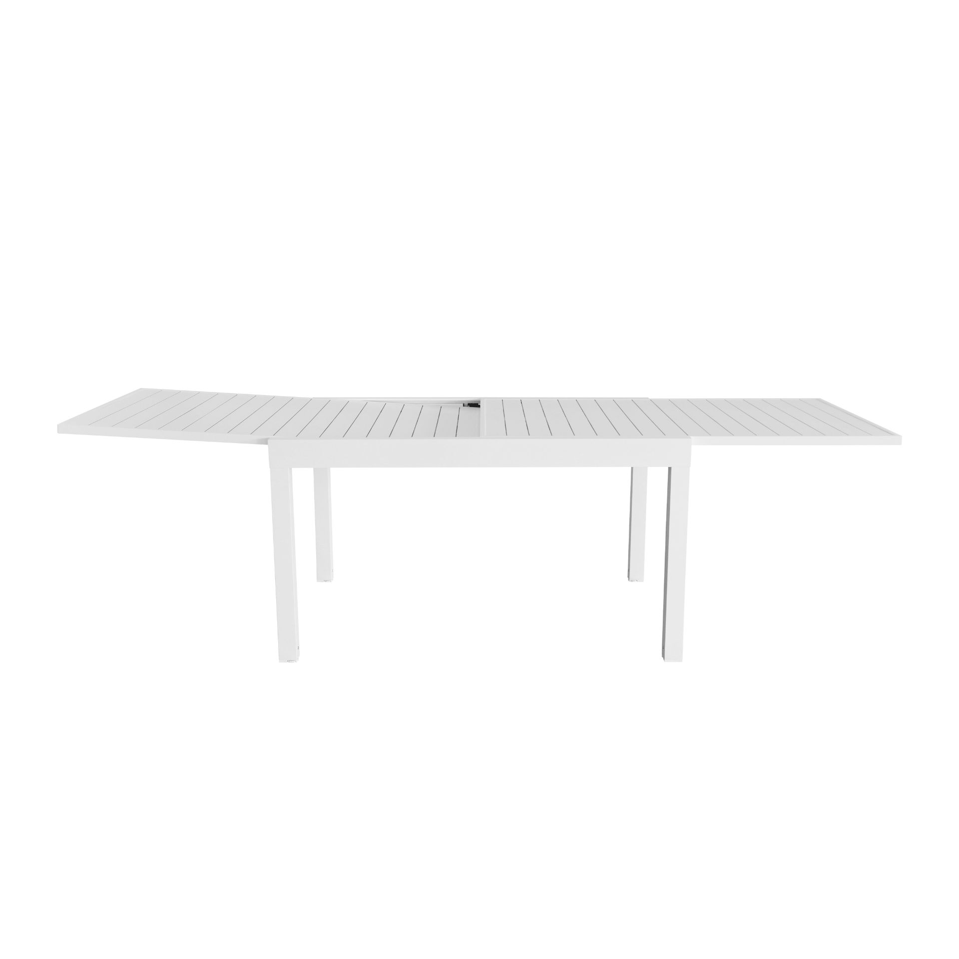Mesa de jard&iacute;n extensible de aluminio blanca Nijar 135/270x90x76cm