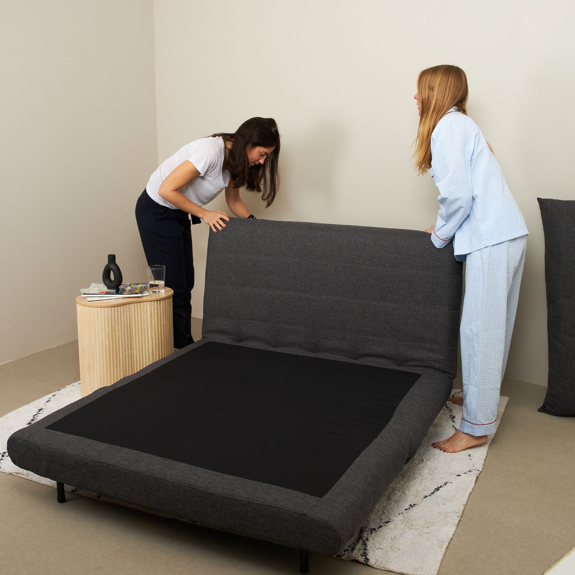 Sof&aacute; cama individual gris oscuro 127x91x84cm