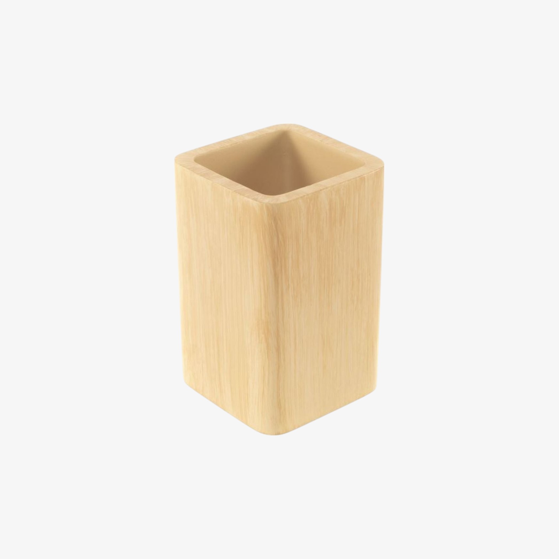 Vaso portacepillos de resina efecto madera Mel 7x7x10,8cm
