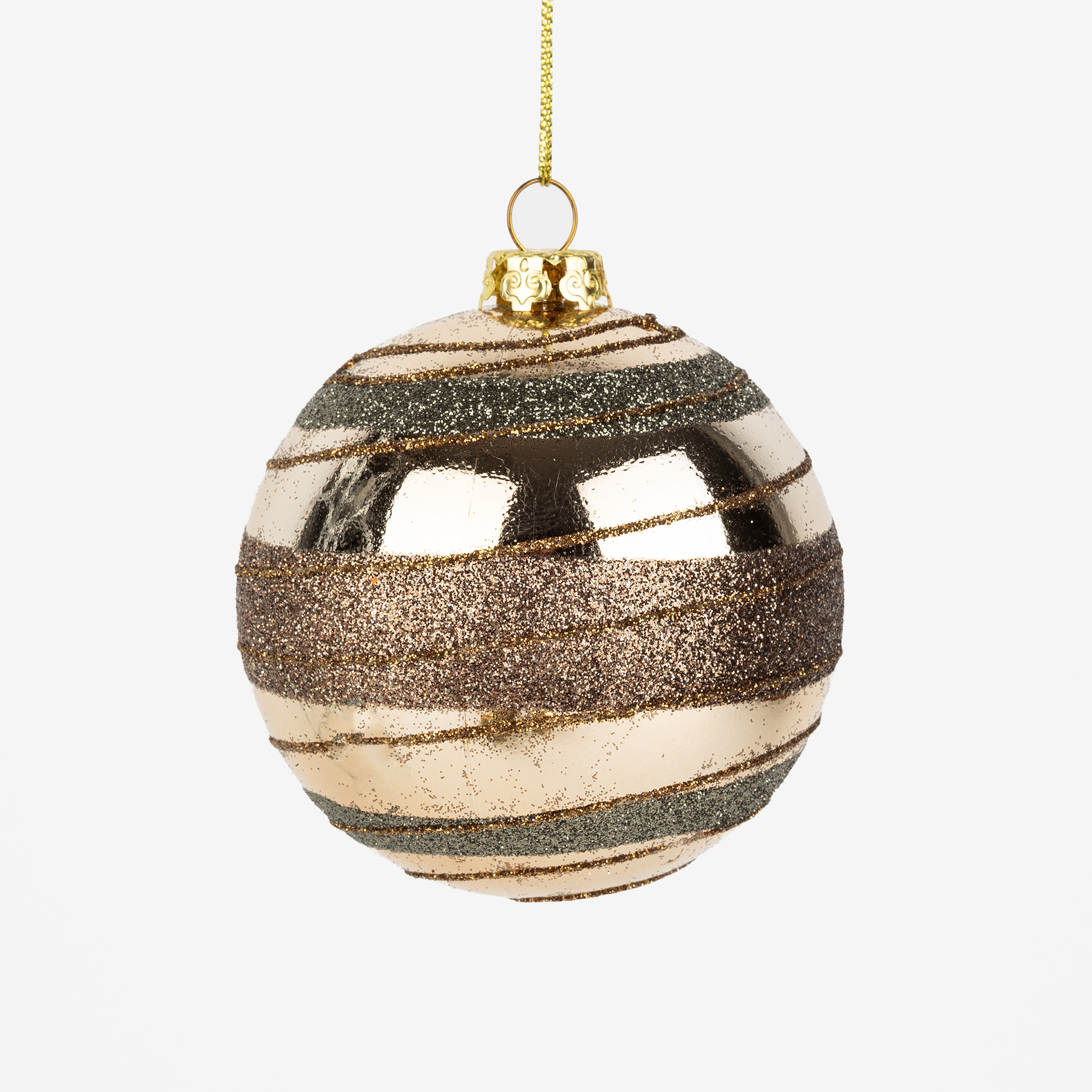 Bola decorativa marrón con purpurina Ø8cm en varios modelos