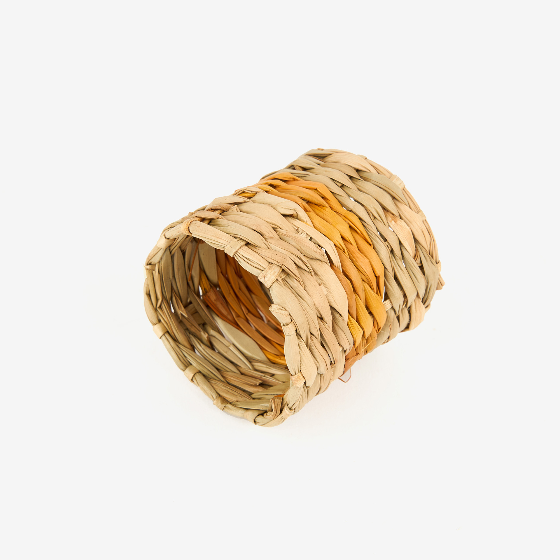 Set de 4 servilleteros de fibras naturales raya roja Ø5cm