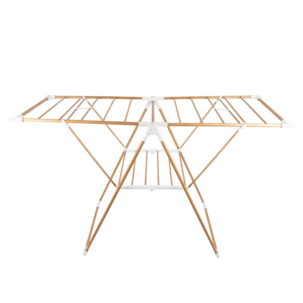 Tendedero plegable de acero inoxidable efecto madera 139x51x92cm