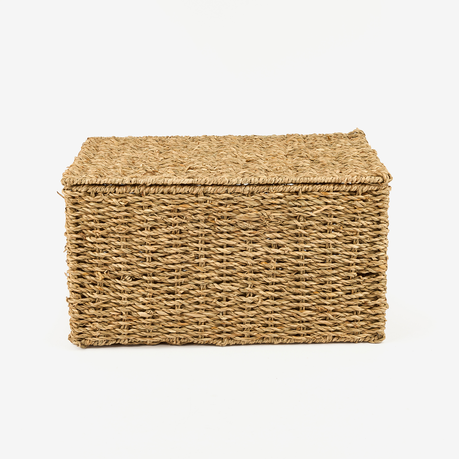 Cesta con tapa de fibras naturales Teris 34x24x18cm