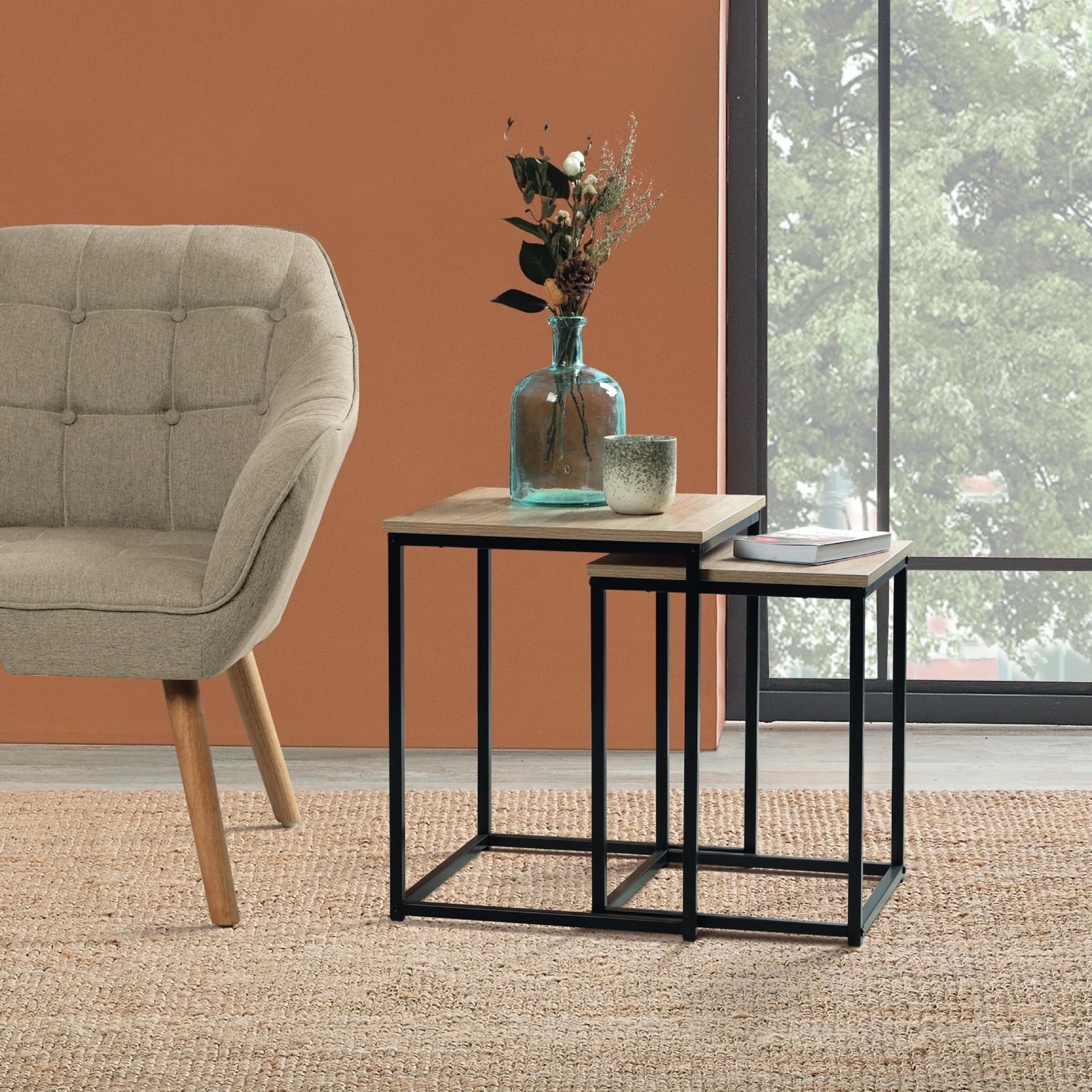 Set de 2 mesas auxiliares MDF Robin