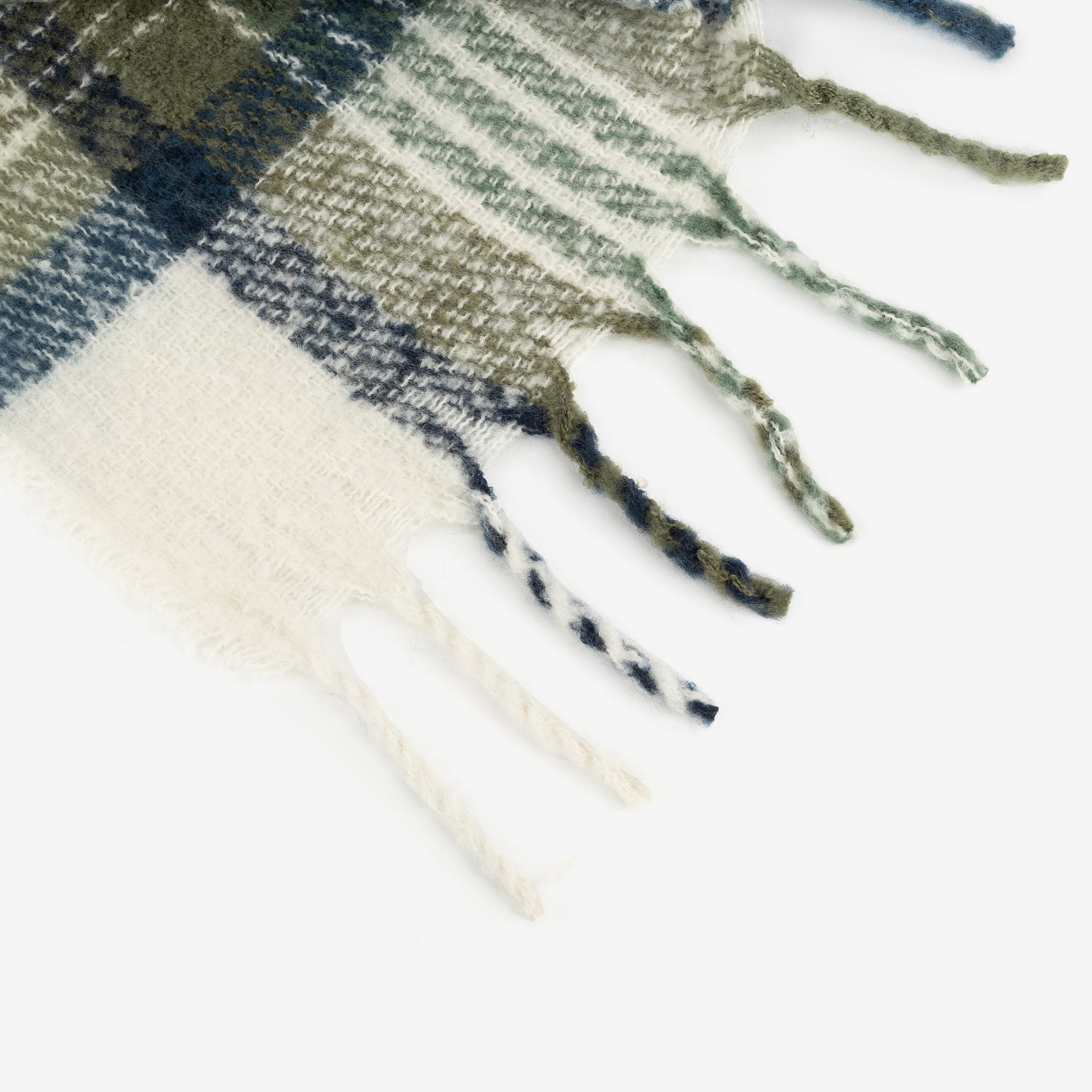 Manta efecto mohair cuadros azul 130x150cm