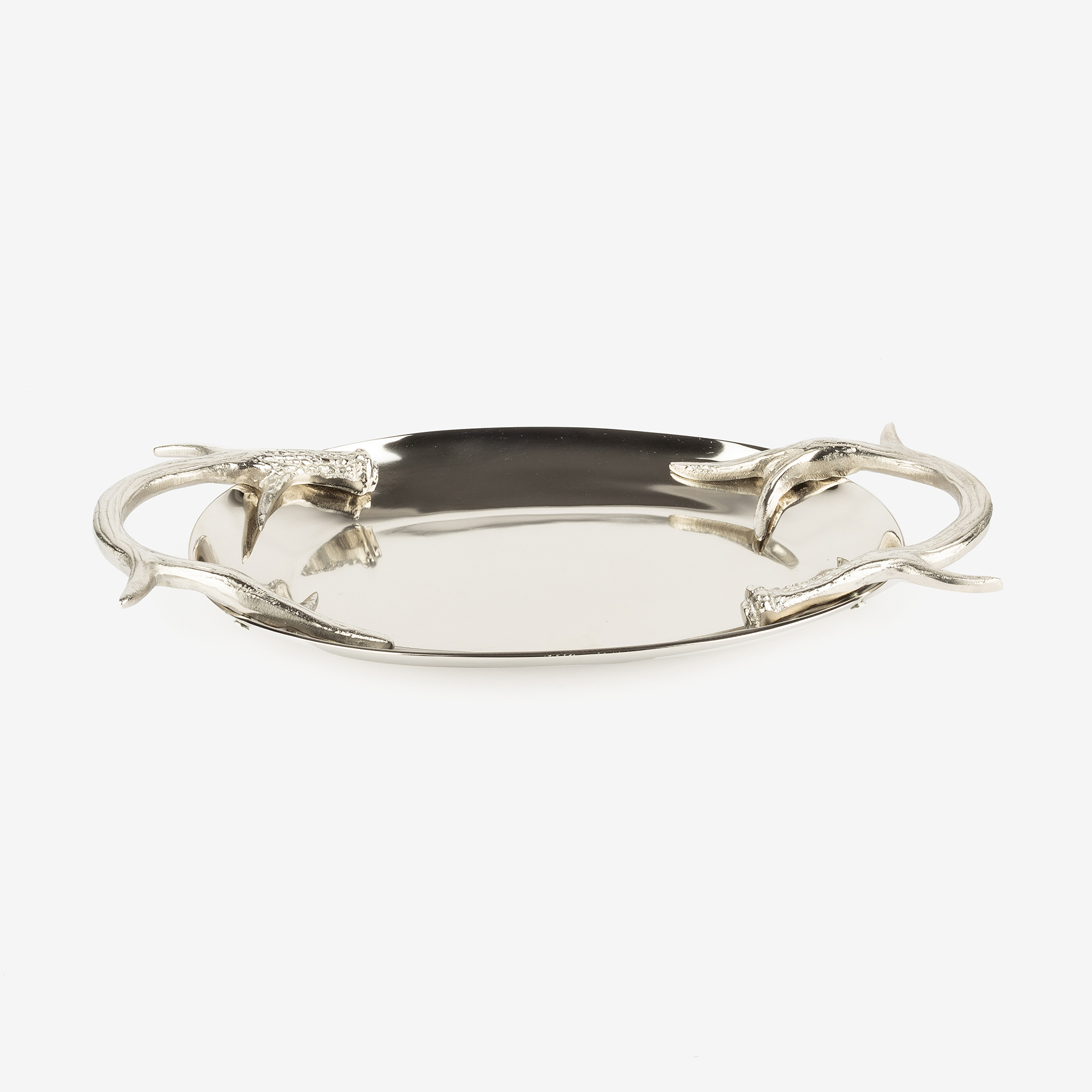 Centro de mesa e aluminio plateado 54x27cm