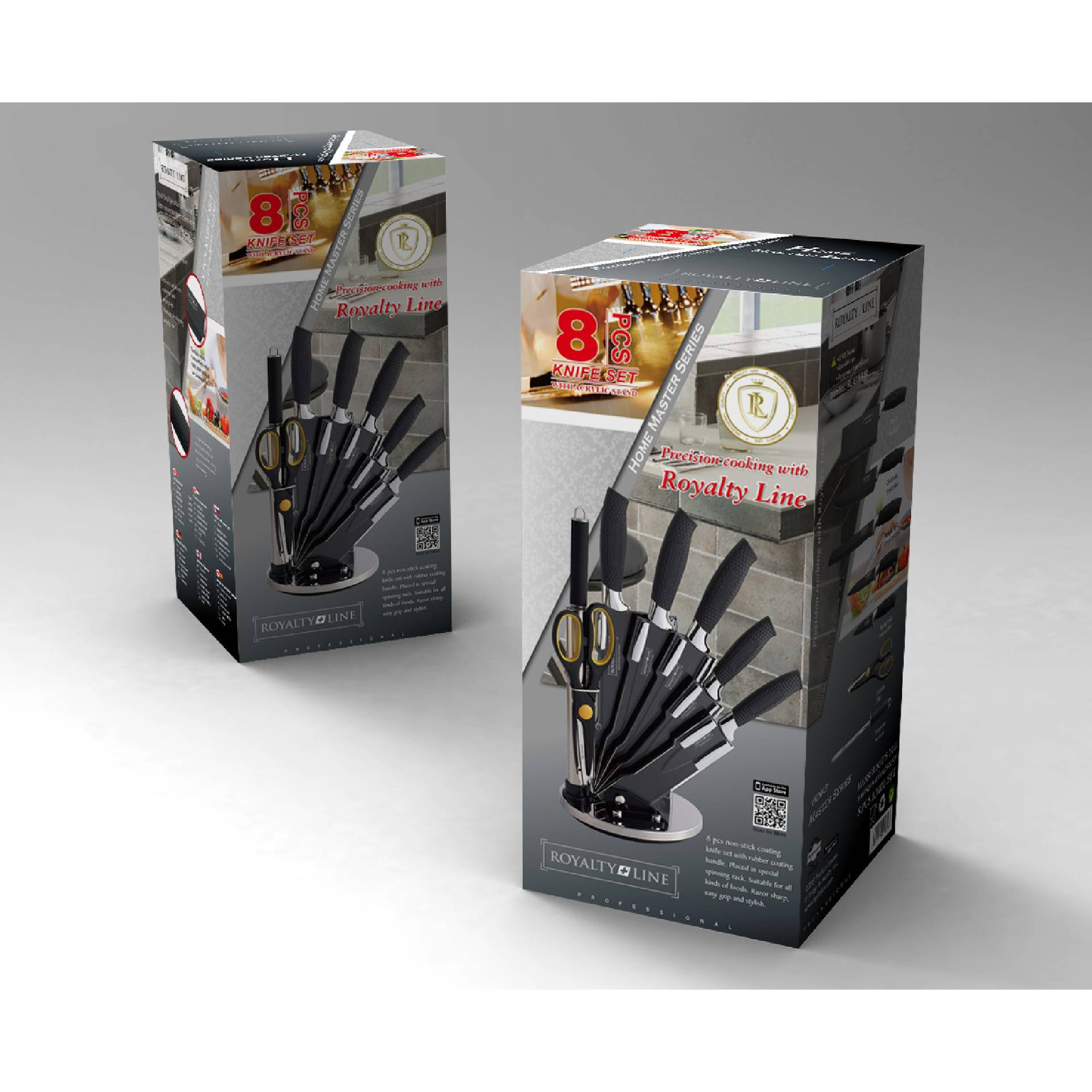 Set de 5 cuchillos de cocina y utensilios de acero inoxidable con tacoma negro