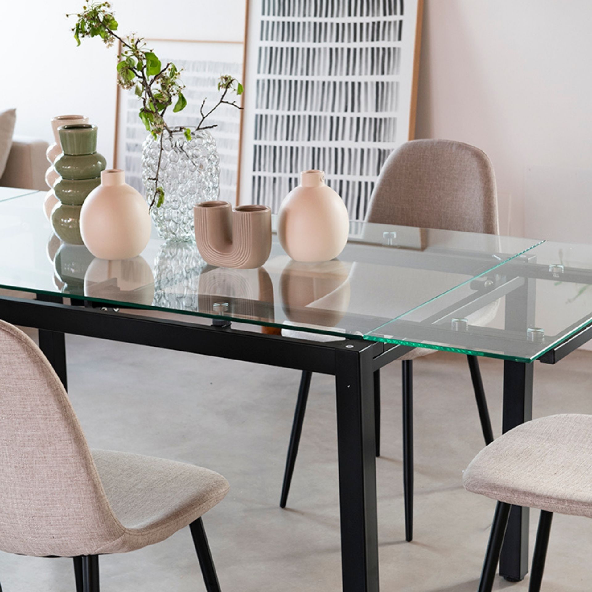 Mesa de comedor extensible de cristal Praga 200/140x80x76cm