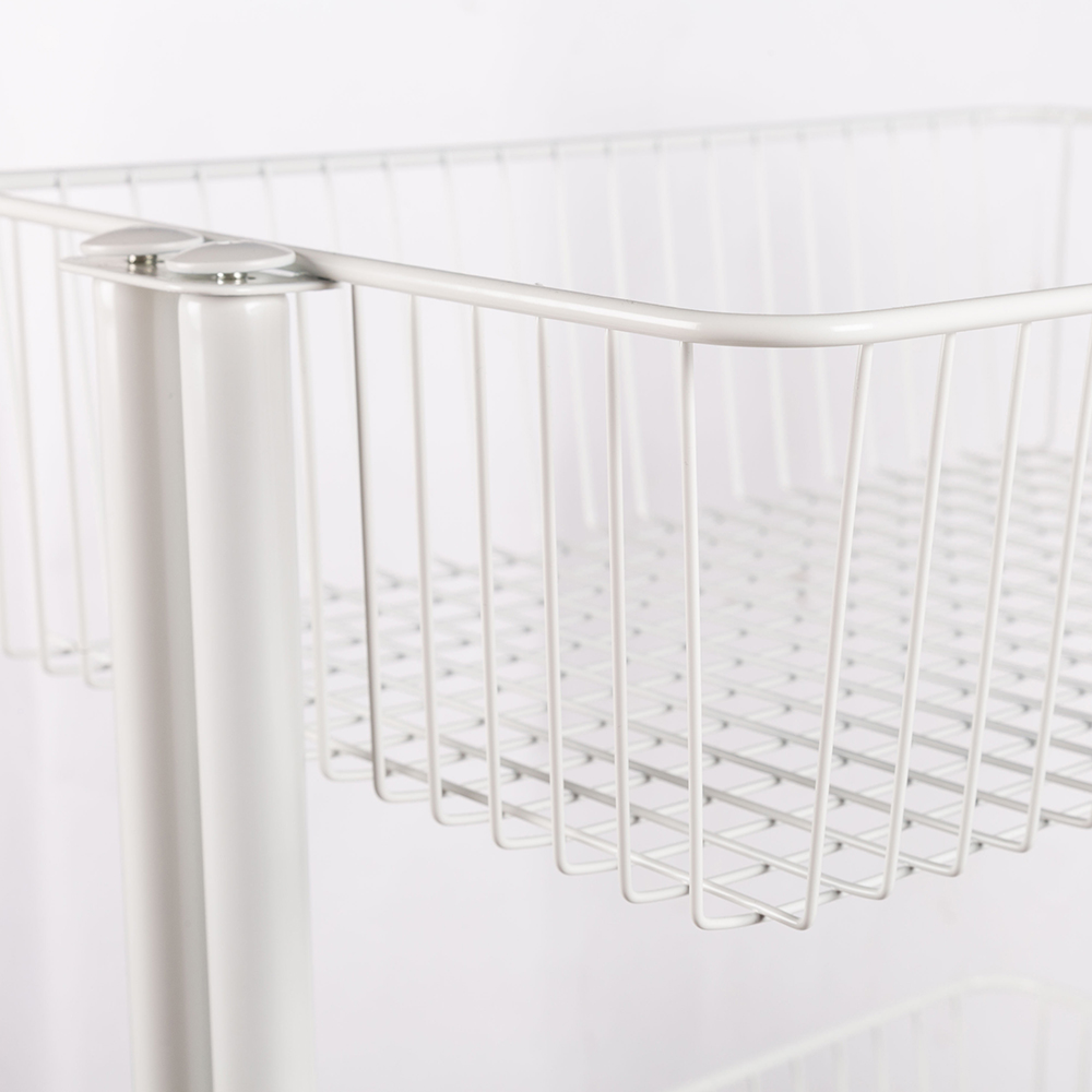 Carro de baño con 3 Cestas de acero blanco 43x34x75cm