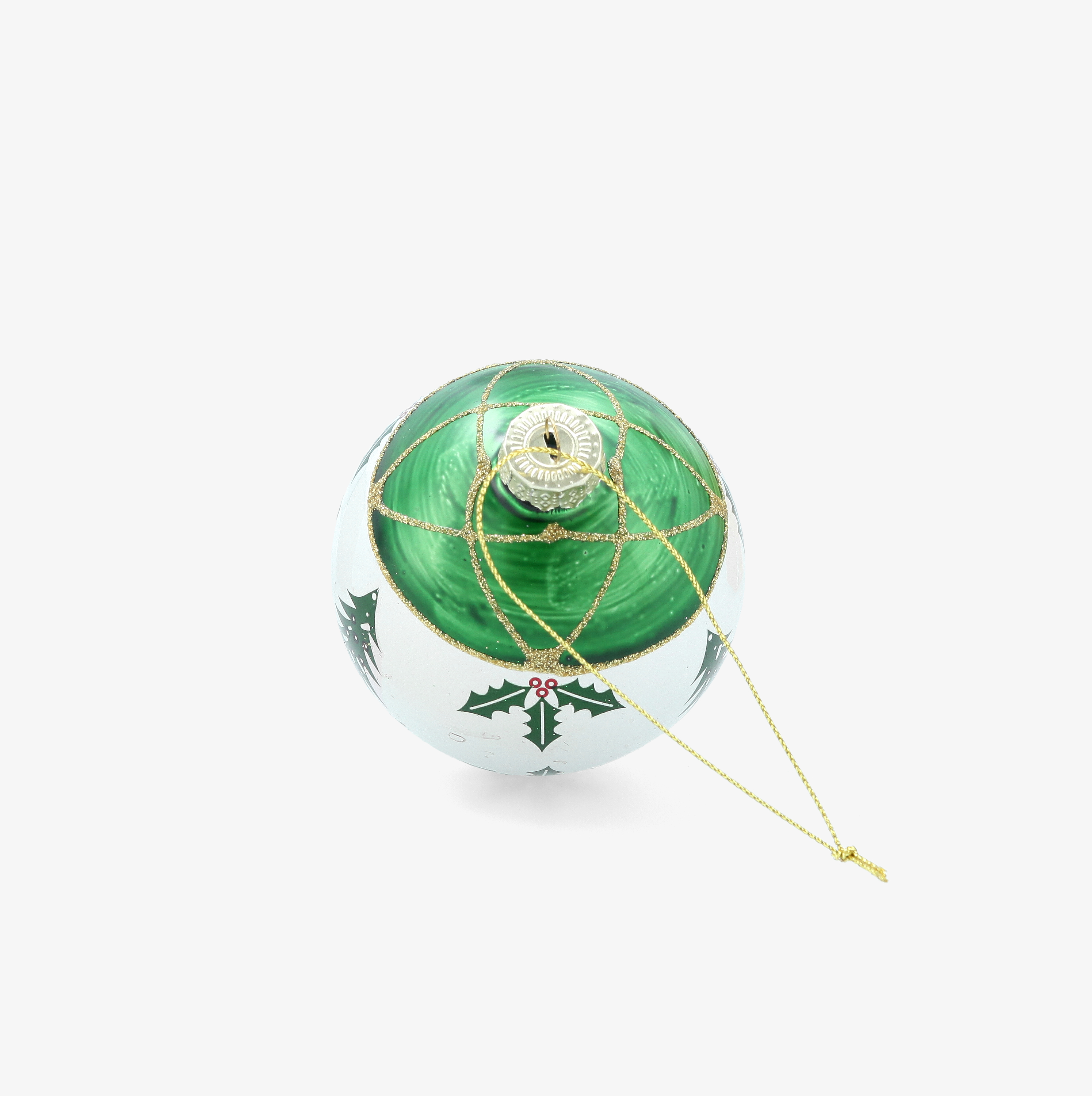 Bola de Navidad blanca y verde de cristal &Oslash;8cm