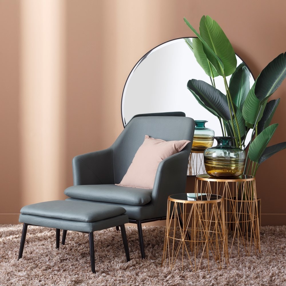 Espejo de pared negro de aluminio Ø100cm